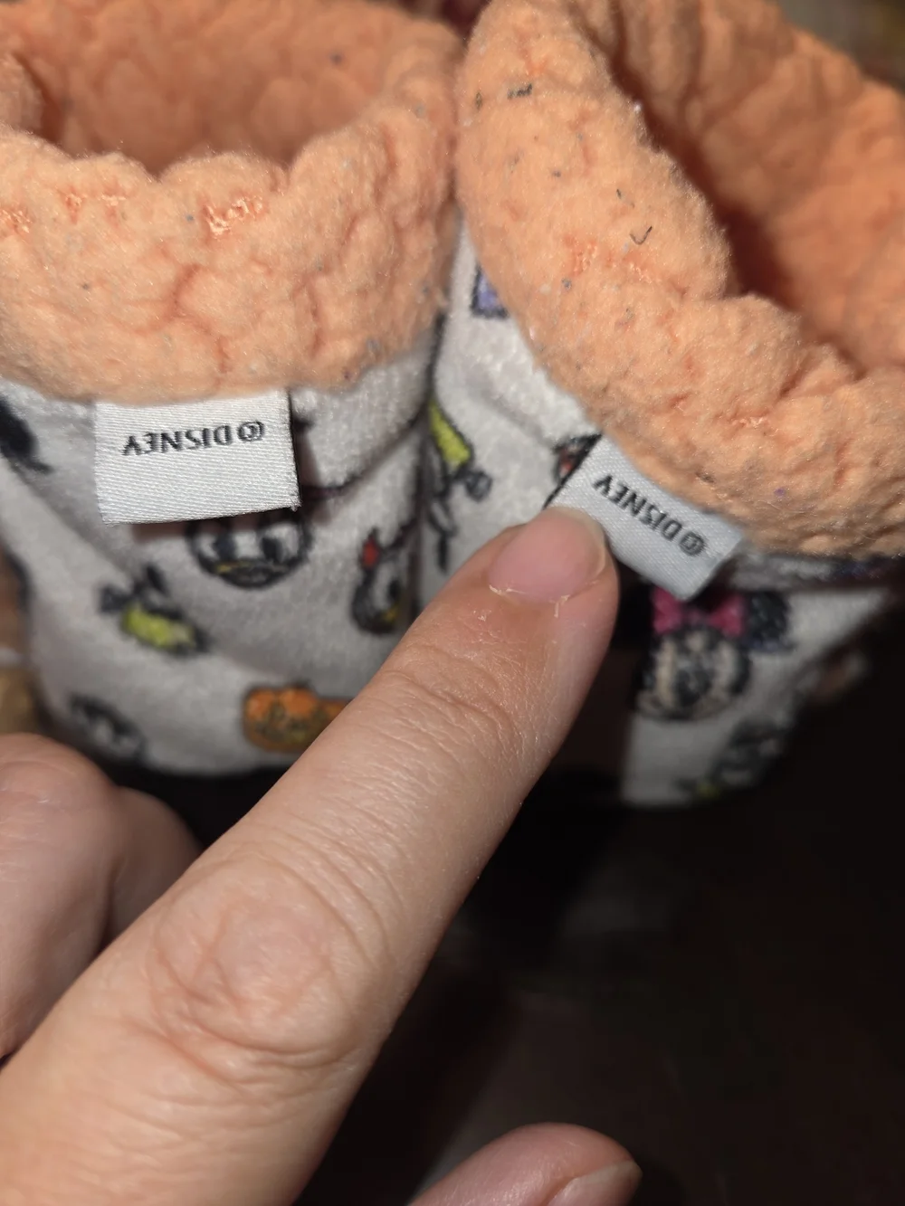 Disney Baby Minnie Mouse Fleece Footie Booties in Peach and White